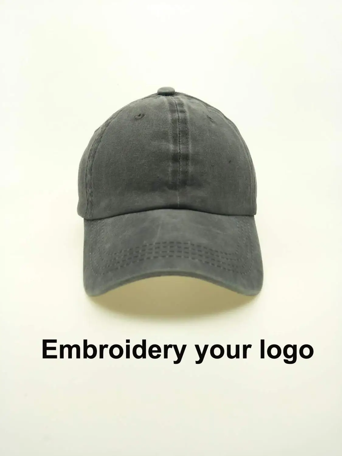 

1 piece Custom Made Embroidery your logo denim washed cotton hat baseball cap adjustable visor Caps