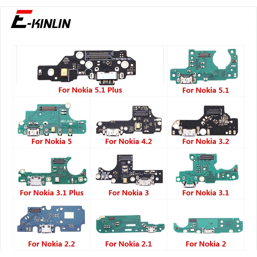 

USB Charging Charger Dock Port Board With Microphone Mic Flex Cable For Nokia 3.1 5.1 Plus 2.1 2 2.2 3 3.2 4.2 5