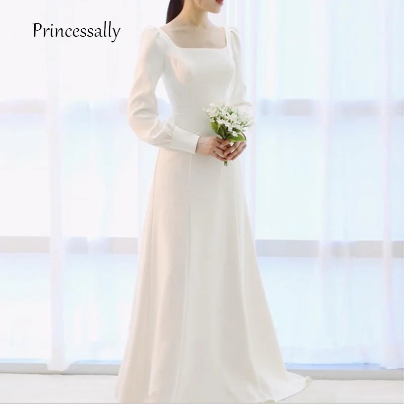 Женское атласное свадебное платье элегантное ТРАПЕЦИЕВИДНОЕ ПЛАТЬЕ С Длинным