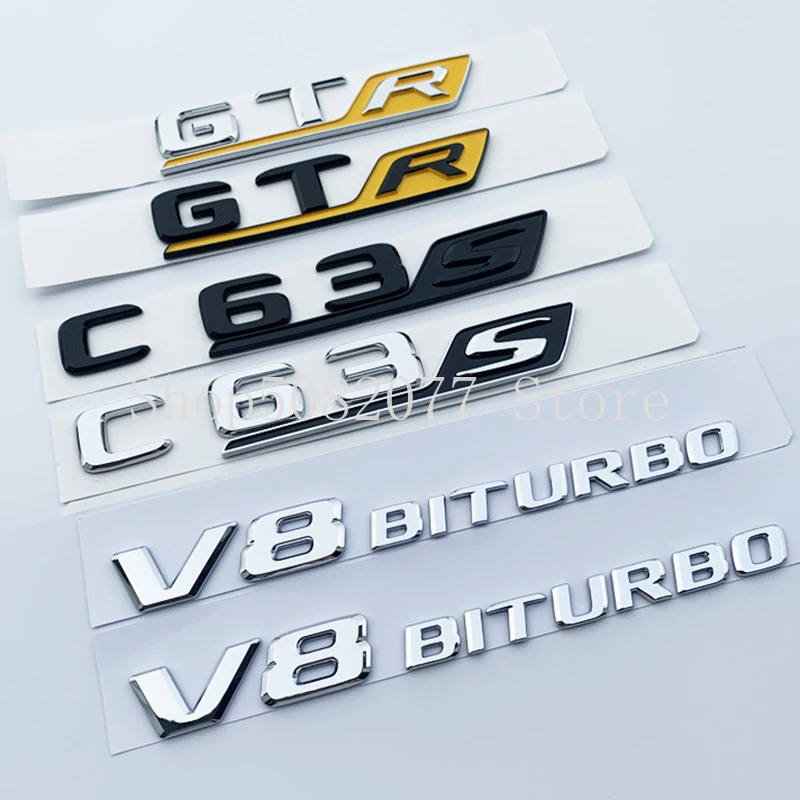 Длинные R S письмо Знак Эмблемы для Mercedes Benz AMG GTR GTS C63S E63S GLC63S GLE63S эмблема автомобиля