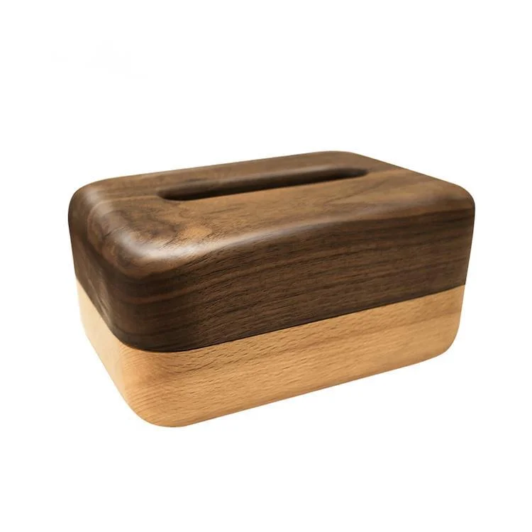 

Solid Wood Tissue Box Walnut Beech Mixed Tissue Storage Box Magnetic Paper Towel Tube Home Paper Towel Holder Tissue Box Holder