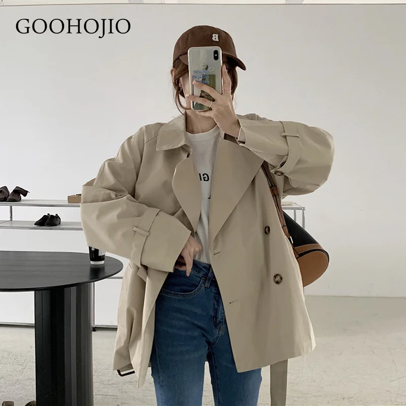

GOOHOJIO 2021 весна-осень модный Женский Тренч средней длины темпераментный Универсальный Тренч Для Женщин Повседневный Женский Тренч