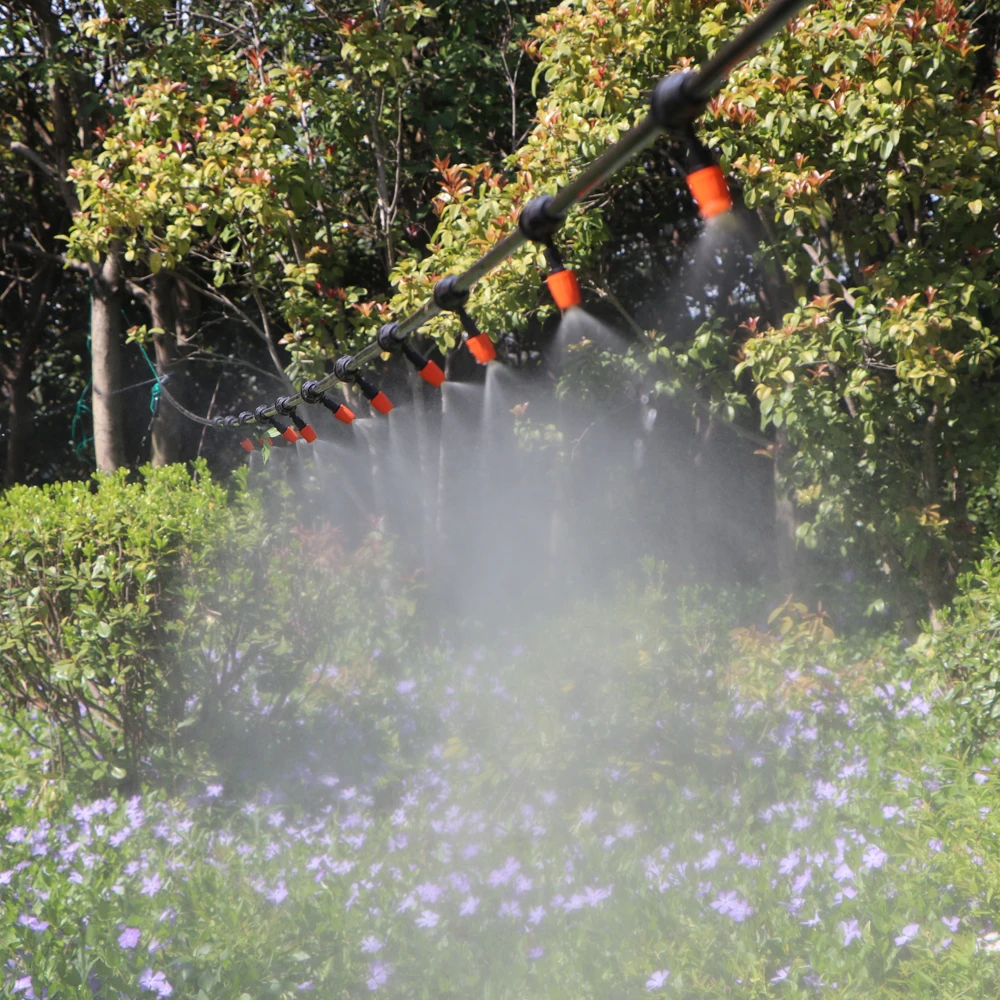 

15M 1/4'' Hose DIY Drip Irrigation System Garden Portable Misting Cooling Automatic Watering Kit With Adjustable Dripper Nozzle