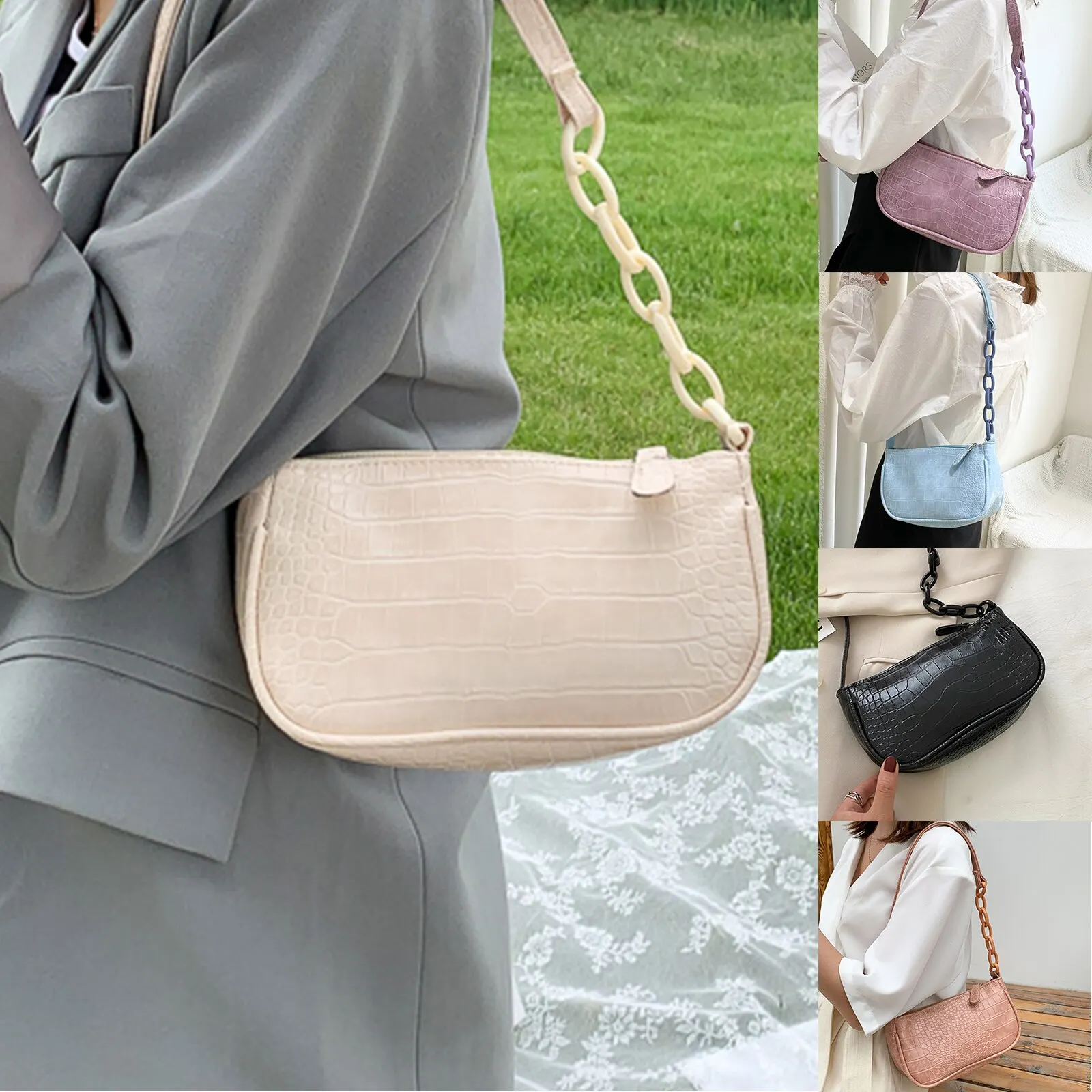 

New Soft PU Leather Women Underarm Bag Ladies Fashion Small Shoulder Bags Casual Chain Shoulder Crossbody Bag For Women Travel