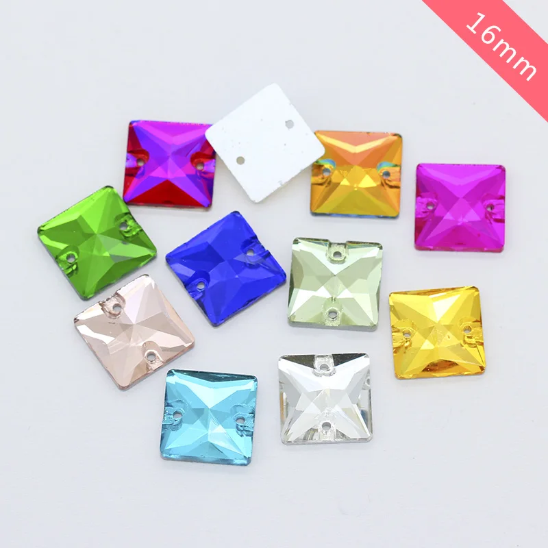 Квадратные стразы из хрустального стекла с плоской задней поверхностью 24p 16 мм