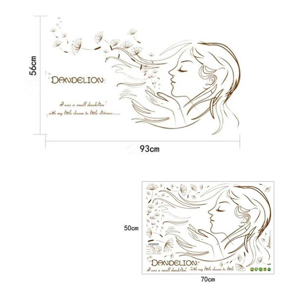 Dreamy Одуванчик Девушка Наклейка на стену Съемная виниловая настенная наклейка