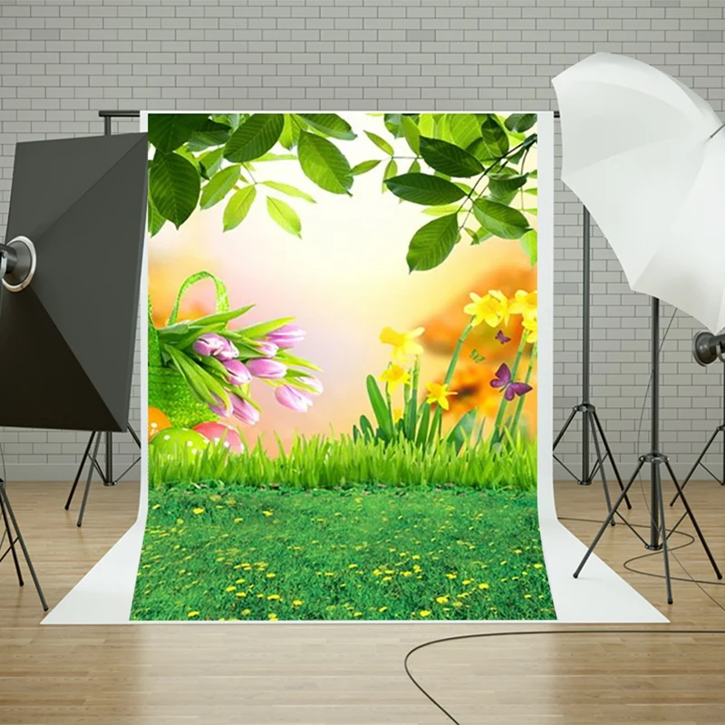 K4353 фон вечерние трава цветок тюльпана для фотосъемки с изображением