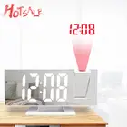 Светодиодный зеркальный будильник с цифровой проекцией, настольные электронные часы с регулировкой яркости, автоматическая яркость