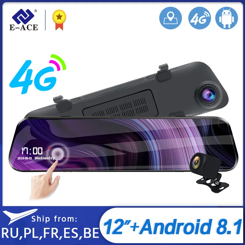 Зеркало заднего вида для автомобиля 12 дюймов 4G Android 8 1 GPS навигация Wi