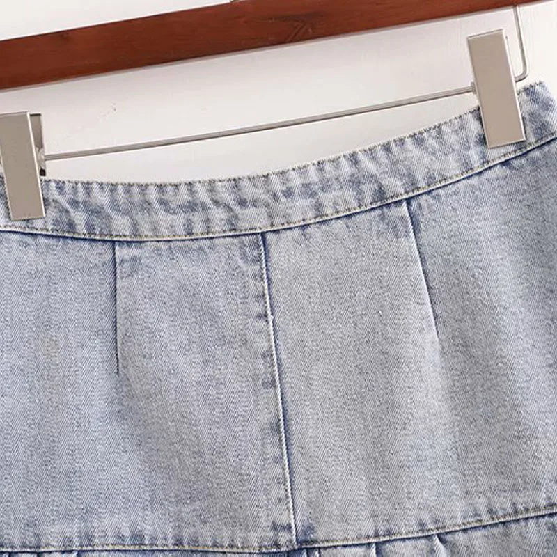 

Denim Women's Ruffled Fishtail Hip Skirt Harajuku High Waist Slim Fashion Sexy Mini Chic Female Skirt