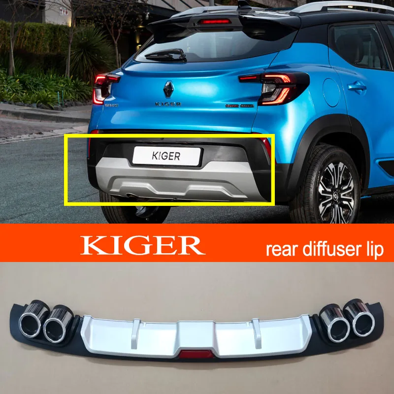 

Автомобильный задний бампер KIGER, пластиковый спойлер для Renault KIGER, серебристого/черного цвета, с диффузором
