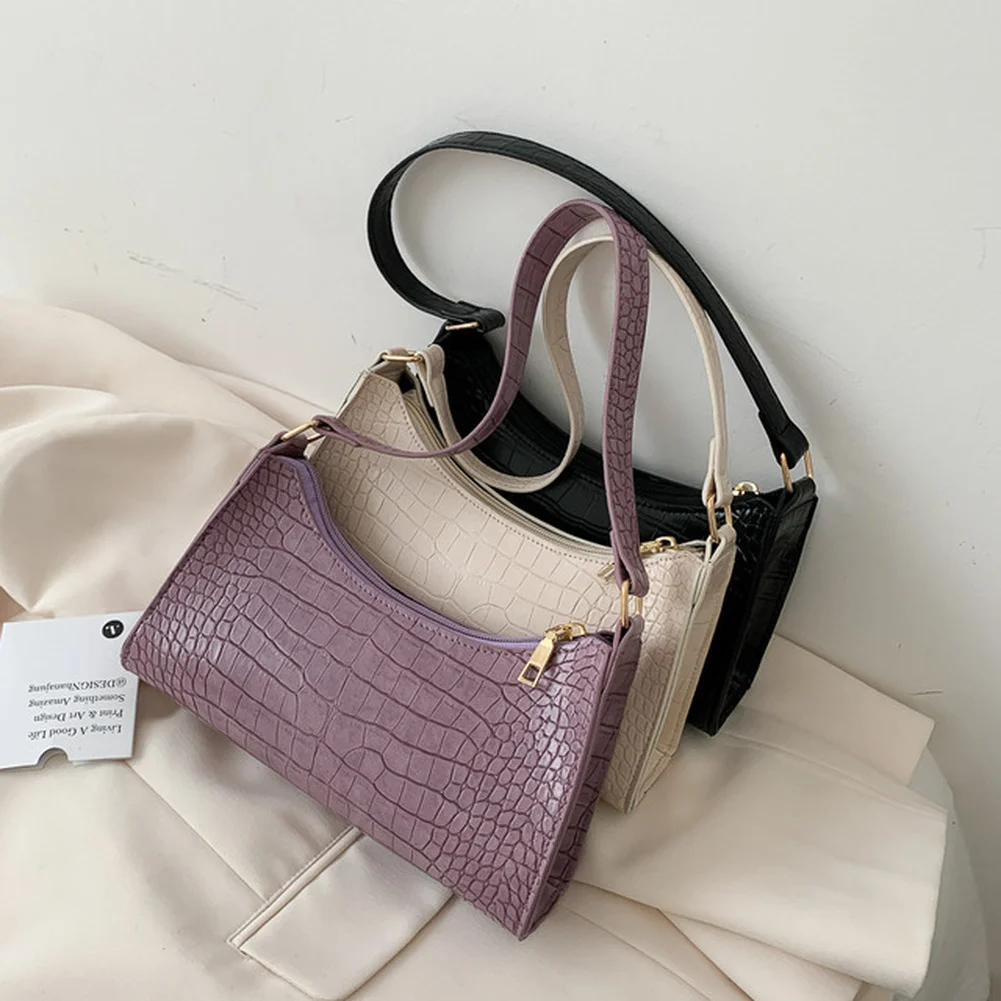 

2020 New Fashion Alligator Leather Baguette Bag Lady Shoulder Messenger Bags Women Leather Handbags Luxury Brand Crossbody Totes