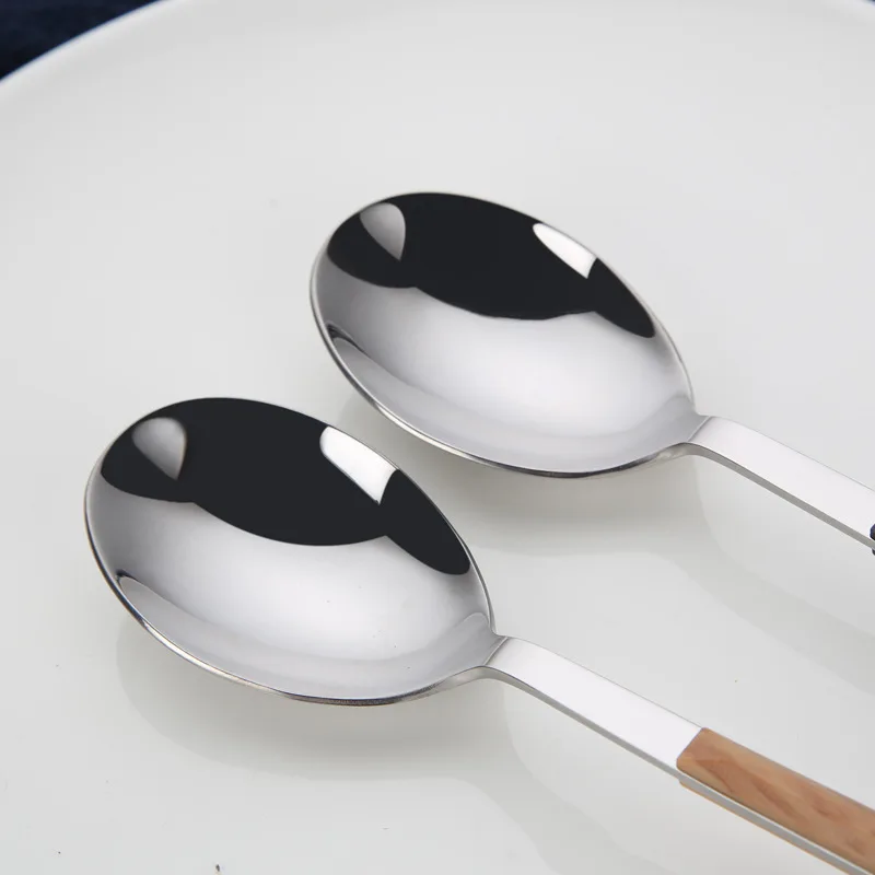 

5Pcs Imitation Wooden Handle Dinnerware Stainless Steel Knife Fork Tableware Western Cutlery