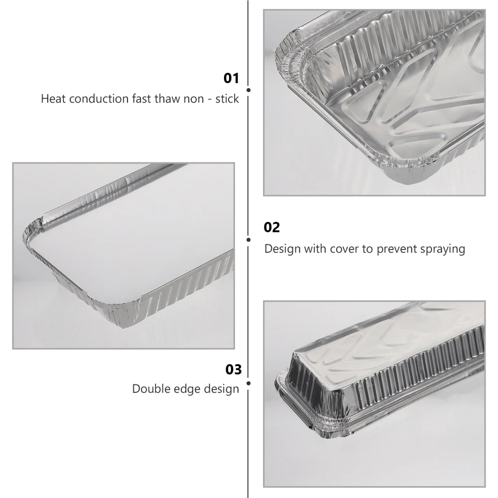 

15Sets Disposable BBQ Drip Pan One-off Takeaway Packing Box Foil Pans with Lid