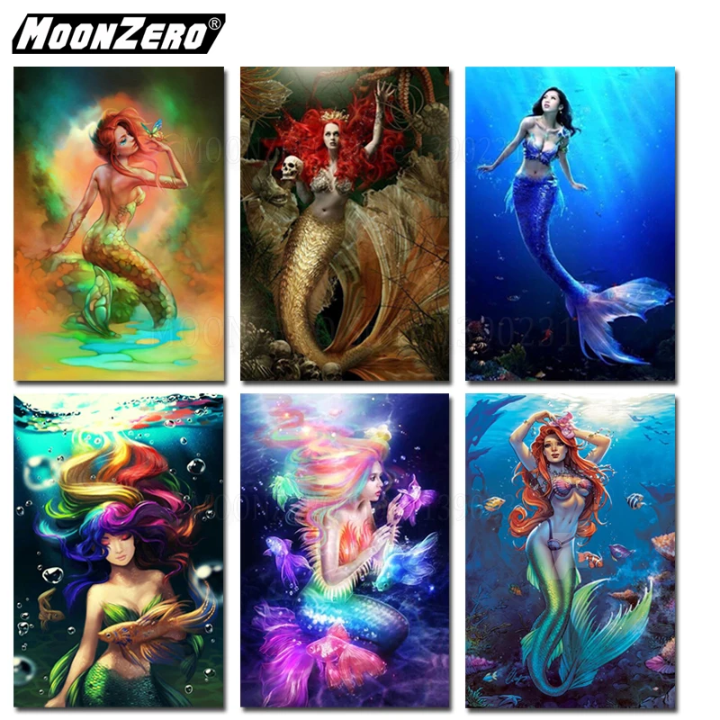 DIY Алмазная картина Картина с русалкой полностью квадратная/круглая мозаика 5D