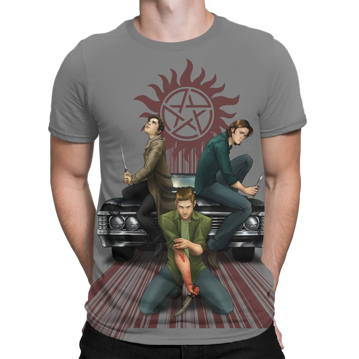 

Men's Oversized T-shirt Supernatural TV Show 3d Print Short-sleeve T-shirt Teen Boy Harajuku Tees Streetwear Tops Summer 2021