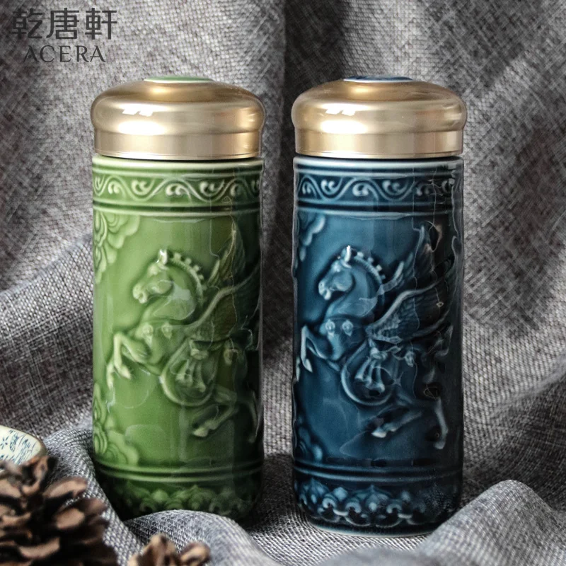 Керамическая чашка Qiantangxuan Tianma с узором глазурованная кофейная - Цена: 