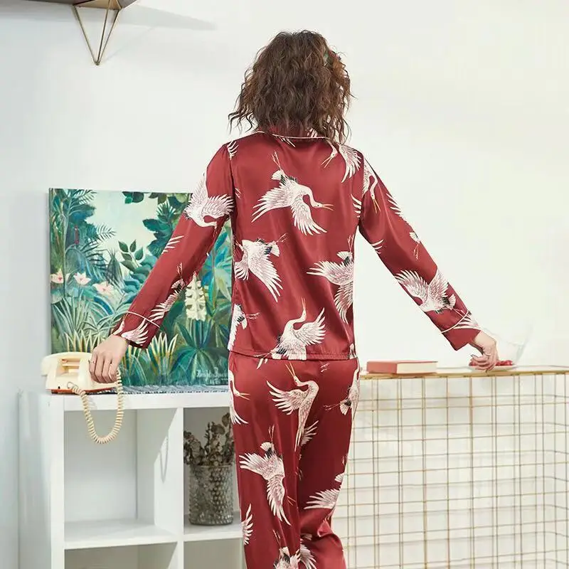 Осень 2019 женские пижамные комплекты с цветочным принтом модная роскошная