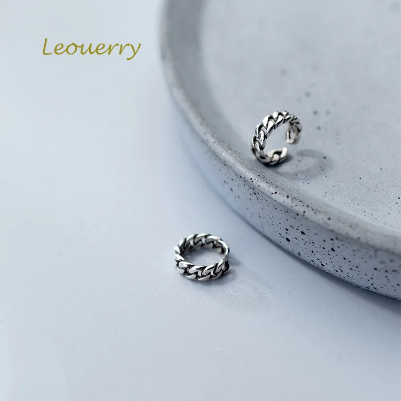 Leouerry 925 пробы серебро винтажная цепочка ткать клип серьги панк стиль не проколоны