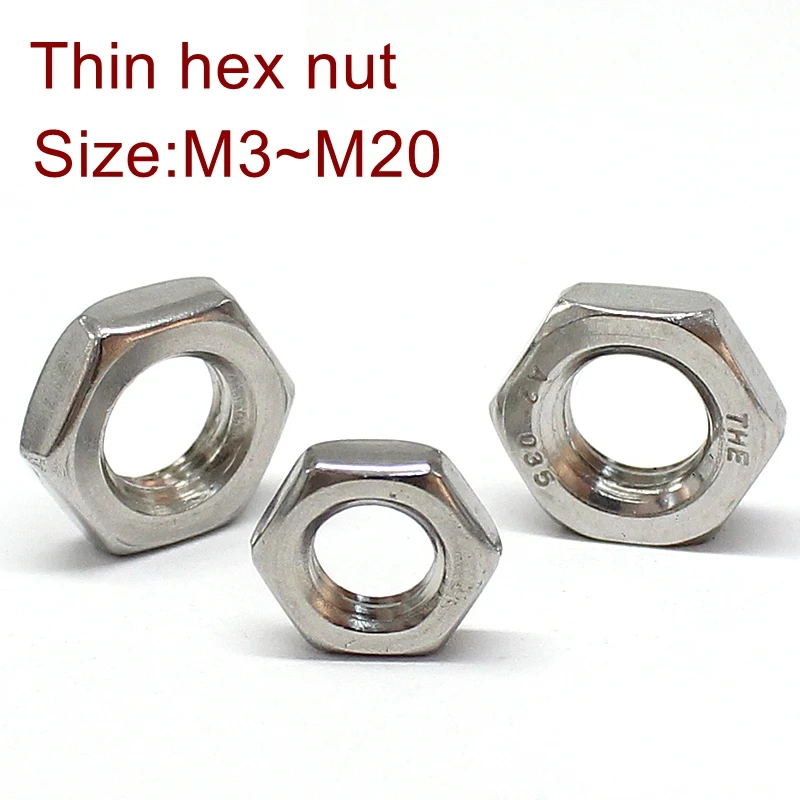 

DIN439, тонкие шестигранные гайки из нержавеющей стали SUS304, тонкие гайки