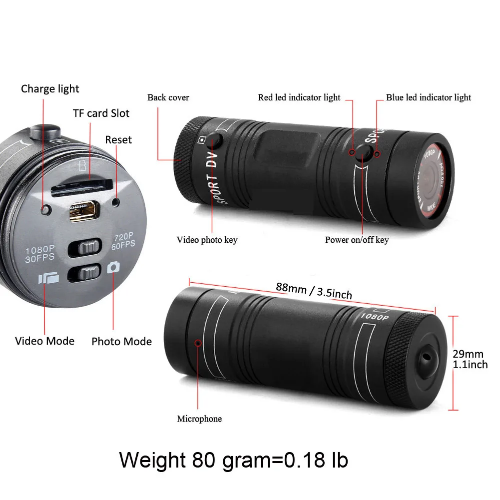 

New Full HD 1080P Mini Camera Motorcycle Bike Sports Action Camera Gun Camera Video DVR Camcorder Car Digital Video Recorder