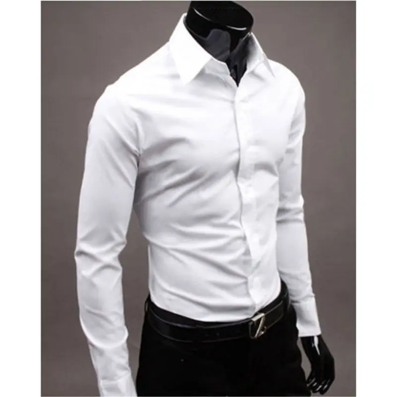 

20 Colors Cotton Shirts Men Business Office Man Dress Shirts Long Sleeve Gentlemen Streetwear Fashion High Quality Solid White