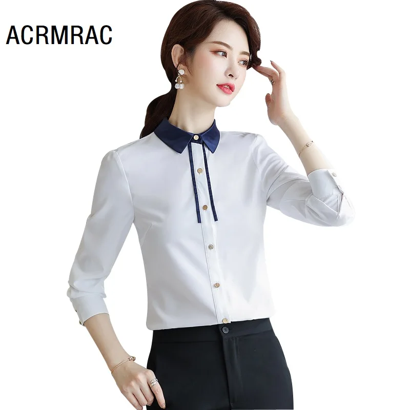 Women shirt Slim autumn  Long sleeve Turn-down Collar OL Formal Business Blouses & Shirts Woman 031