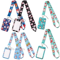 yq532 new arrival christmas lanyard cartoons phone strap id card holder neck strap decorative keychain cord name badge holder