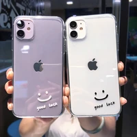 cute cartoon smile transparent phone case for iphone 13 pro max 12 mini 11 x xs xr 7 8 plus se 2020 couple simple soft tpu cover