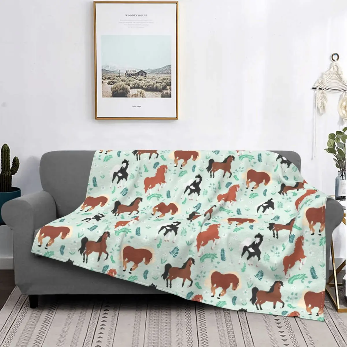 

Horse Pattern Blanket Riding Pony Plush Thick Soft Flannel Fleece Throw Blanket For Sofa Bedspread Cover Travel Decor