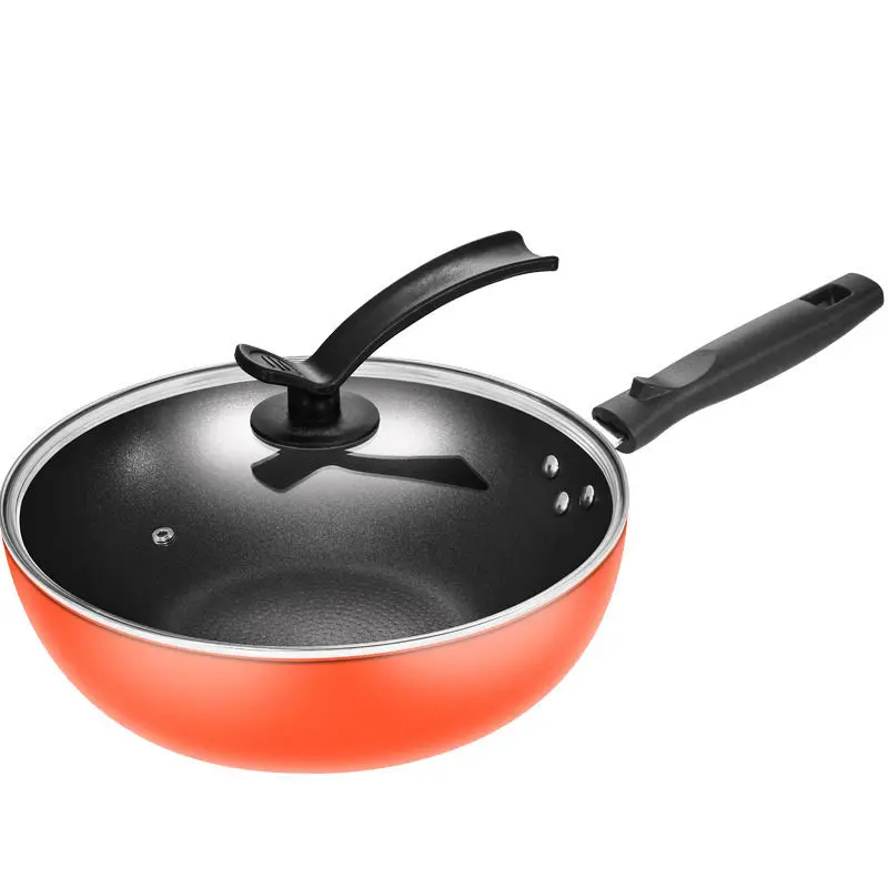 

Thickened Wok Non-stick Pan with Less Oily Smoke Iron Wok Household Multi-function Cooking Induction Cooker Gas Stove Pans