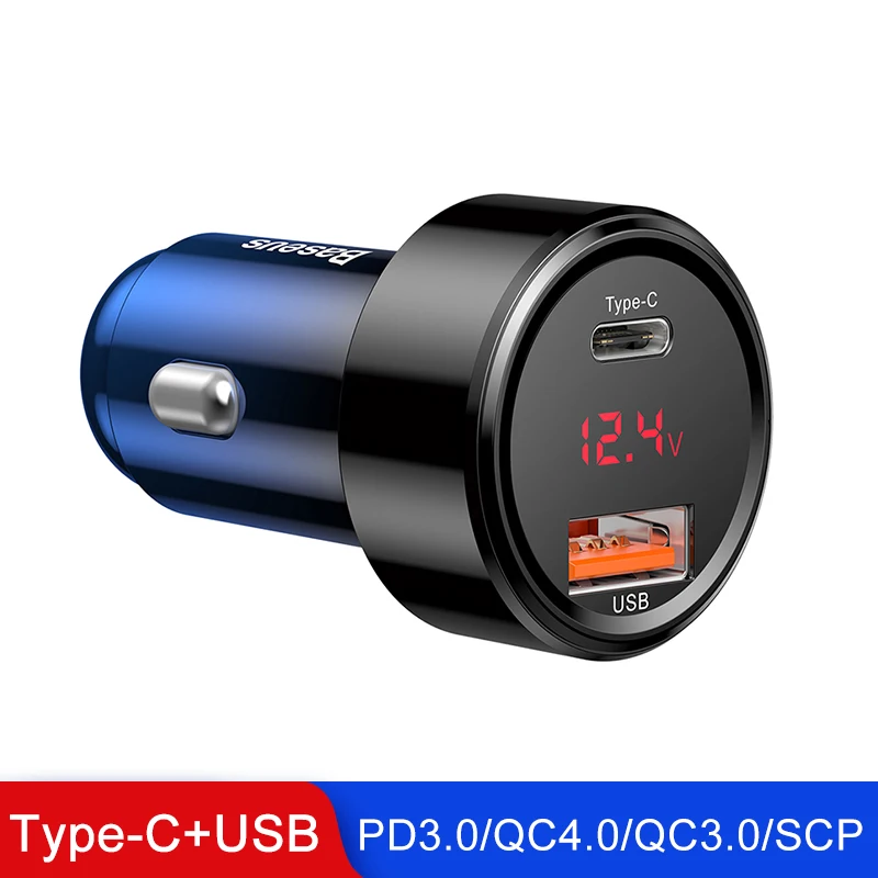 Blue USB and Type-C Baseus быстрое автомобильное зарядное устройство 6A 45 Вт двойной usb type C Зарядка для IPhone X 8 XS Max Xiaomi samsung huawei телефон Автомобильная Быстрая зарядка - Название цвета: Blue USB and Type-C