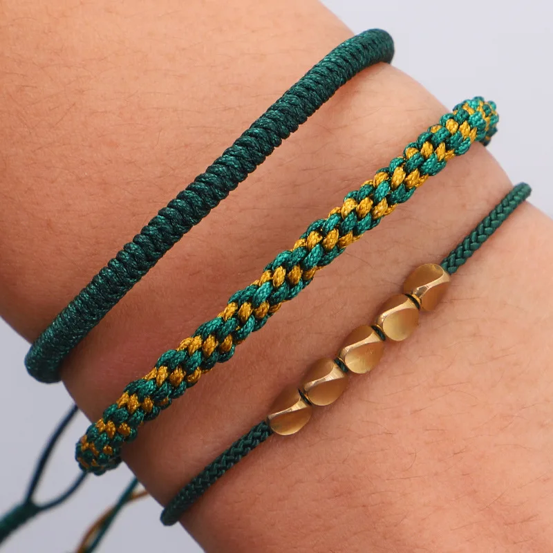

Charm Bracelet Rope Set Hand-woven Corn Knot Bracelet Copper Beads Jewelry Wholesale Pulseras Armband Bracelets for Women