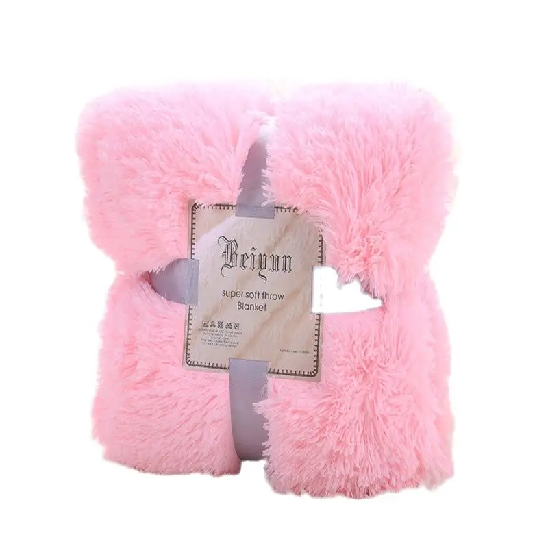 AB сторона pv длинные волосы плюшевое одеяло розовый флис одеяла серый кофе бросок