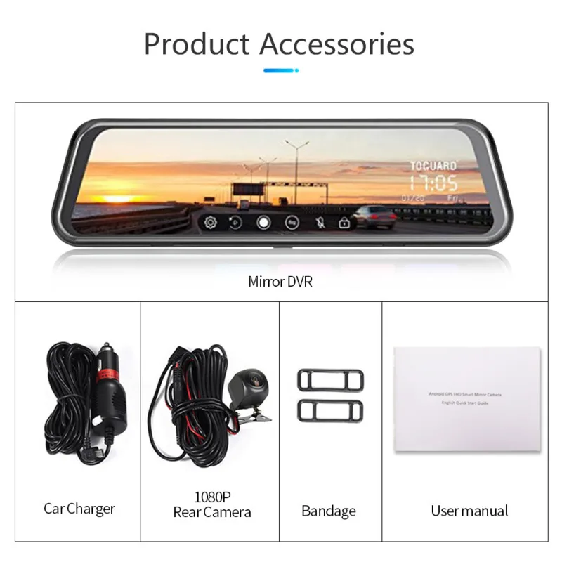 10 дюймов зеркало заднего вида Автомобильный видеорегистратор с двумя
