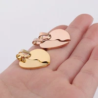 5 pairs stainless steel broken heart for engrave metal stitching heart matching two halves heart charms for diy making necklace