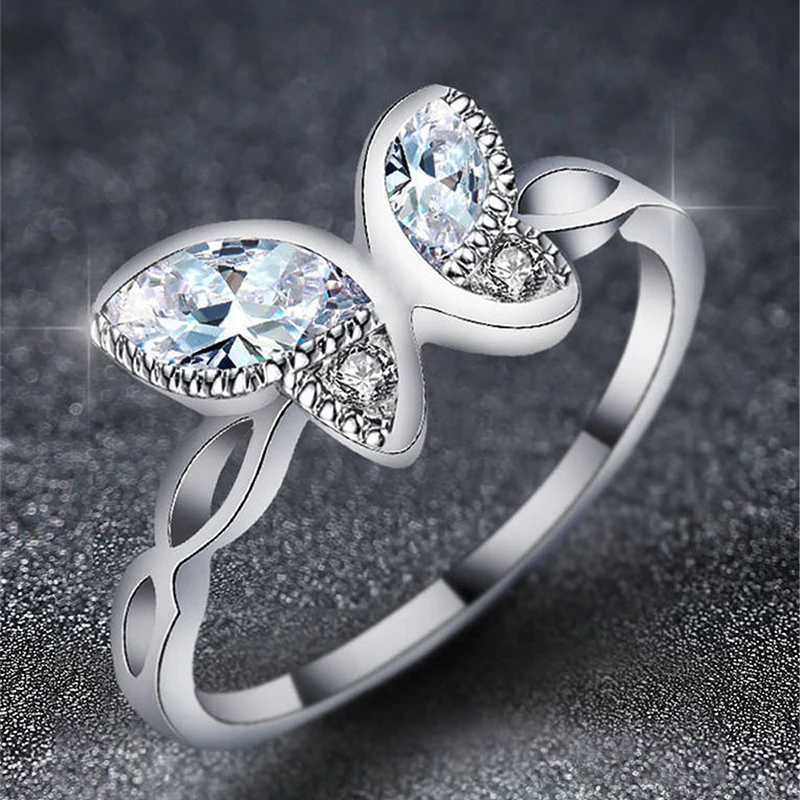 Женское Серебряная бабочка Beiver роскошное кольцо с фианитом обручальные