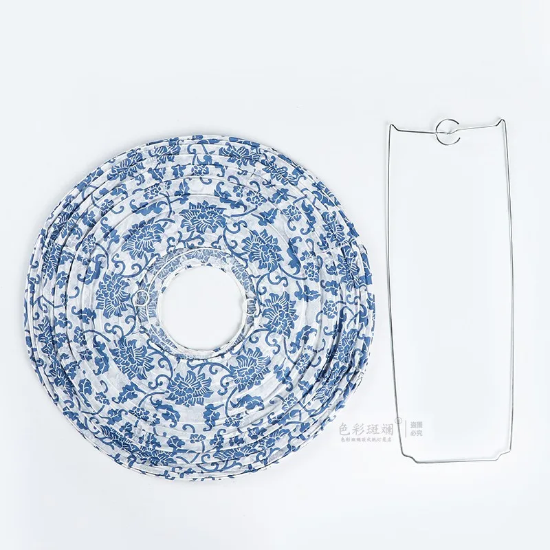 Новый 20/30/40 см Печатный &quotсиний и белый фарфор&quot Круглый Китайский бумажный