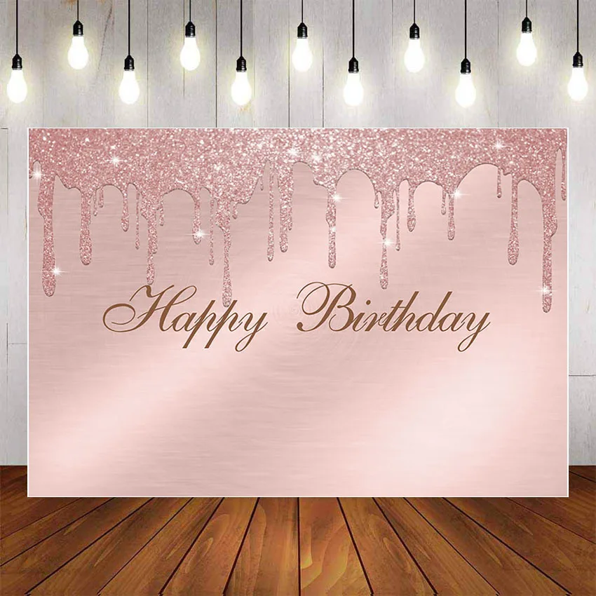 

Mehofond Photography Background Pink Golden Glitter Girl Happy Birthday Party Baby Shower Decorations Backdrop Photo Studio Prop