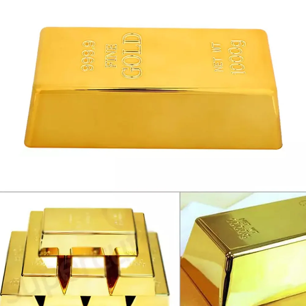 

Collectable Bullion Door Stop Plastic Paperweigh Simulation Toy Office Fake Gold Bar Golden Table Decor Shop Business Gift