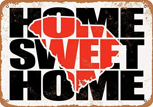 

Metal Sign - Home Sweet Home South Carolina Red - Vintage Look Wall Decor for Cafe beer Bar Decoration Crafts