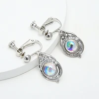 korea cute glass ball drop earrings for women wedding jewelry accessories fashion magic ear clip gold color earring 2020