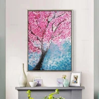 cherry blossom oil painting 5d diamond painting landscape mosaic diy full round diamond embroidery cross stitch home decor