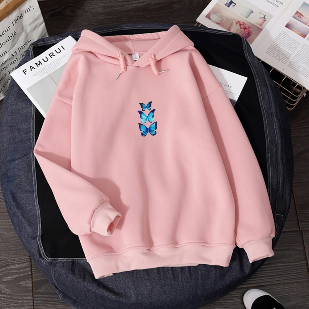 

Female Long Sleeve Pullovers Ladies Casual Tops Spring Hiphop Kpop Sweatshirt Women Butterfly Graphic Hoodies Aesthetic Hoodie