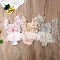 summer baby girls clothes embroidery bodysuits floral lace sleeveless bodysuit jumpsuit newborn infant princess casual clothing