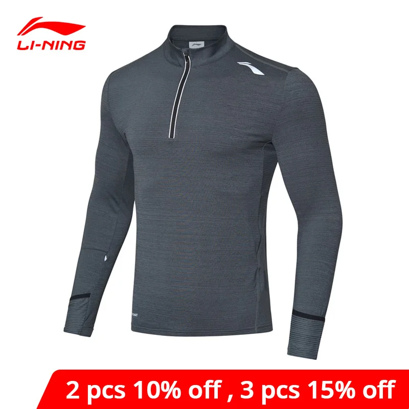 Мужская футболка для бега Li Ning с длинными рукавами AT DRY SMART 92% полиэстер 8% спандекс