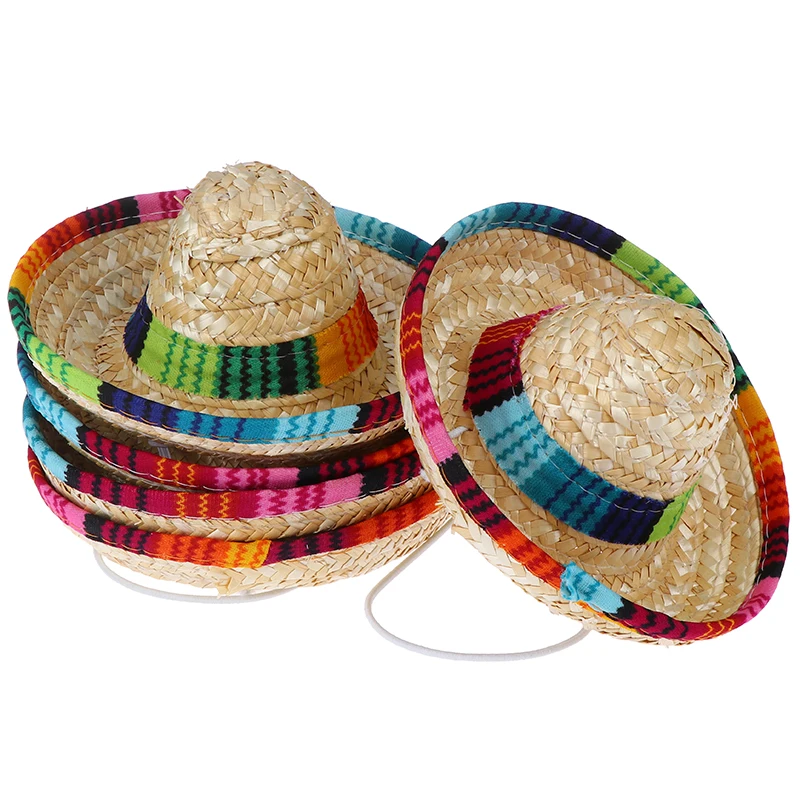

Fashion Pet Dogs Straw Hat Sombrero Cat Sun Hat Beach Party Straw Hats Dogs Hawaii Style Hat For Dogs Funny Accessories