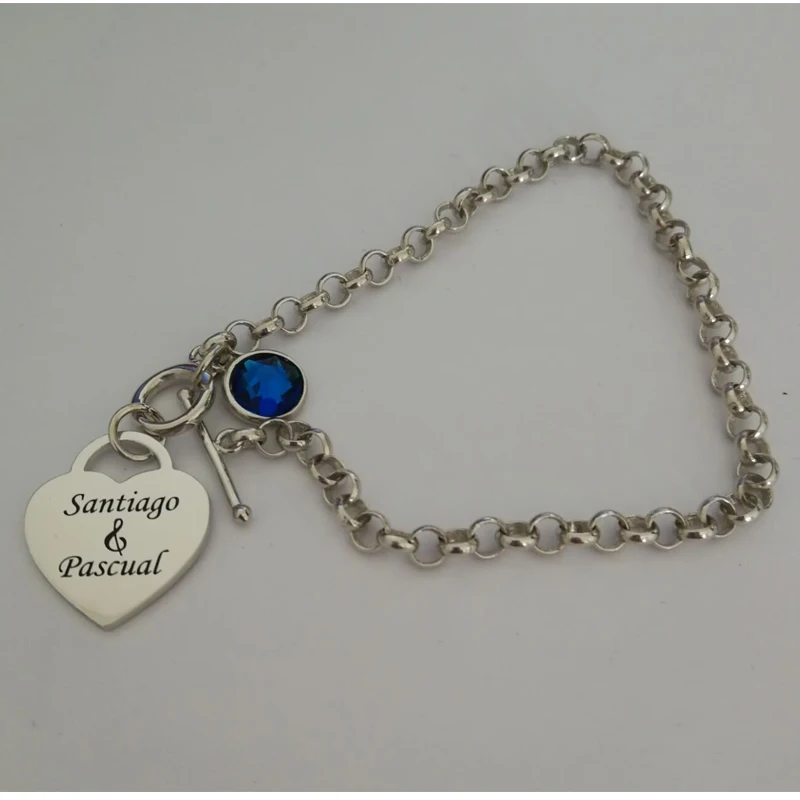 Пользовательское имя браслет с камень по дню рождения амулетами подвесками