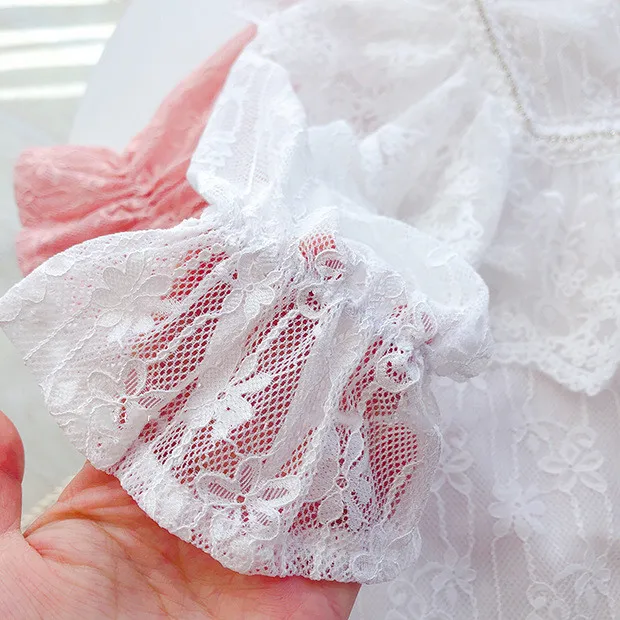 

Spring autumn Girls T Shirt Baby Tee Kids Top Children Pullover Clothes Emboridery Lace Transparent 3-7 Girl lace princess shirt