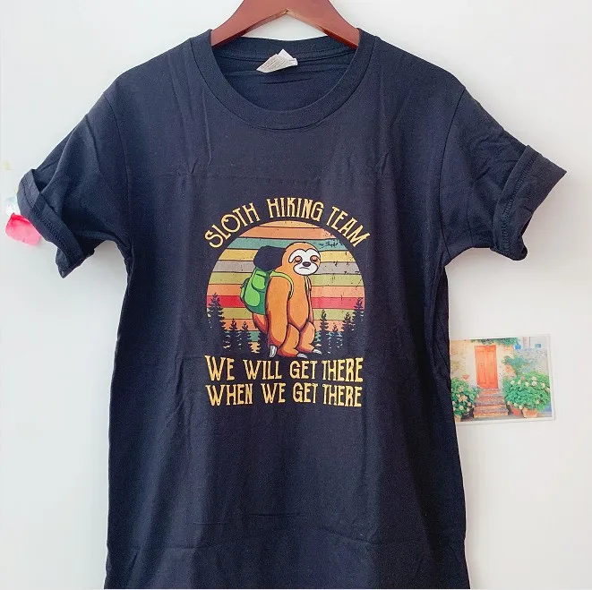 

VIP511 YF Umeko Letters Sloth Animal Print CartoonTops Female Cute T-Shirt Women Short Sleeve Tees